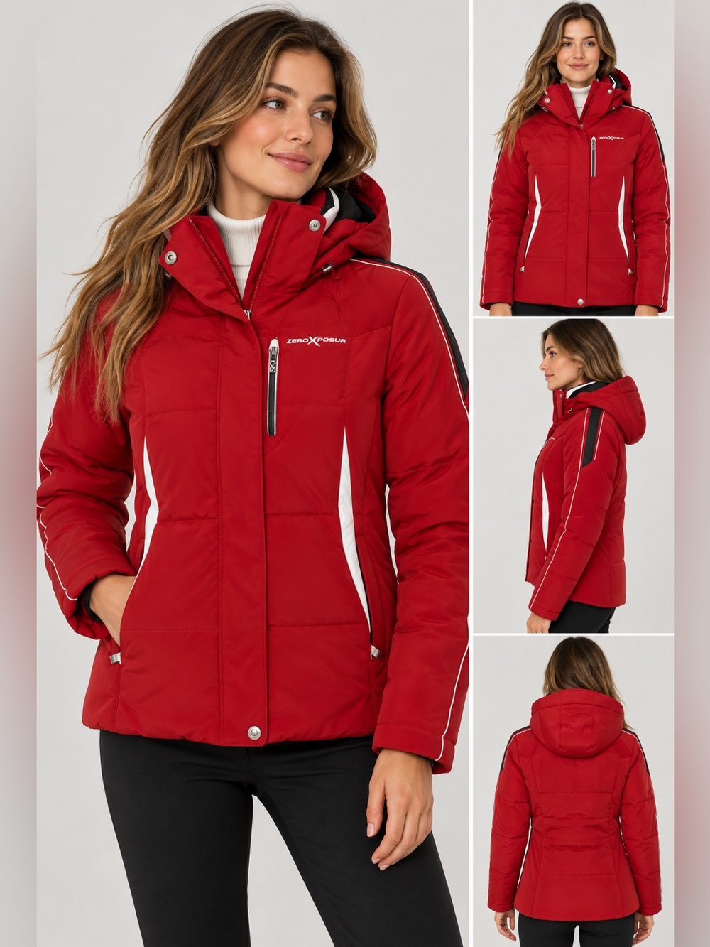 ZeroXposur Red Hooded Puffer Ski Jacket – Size S